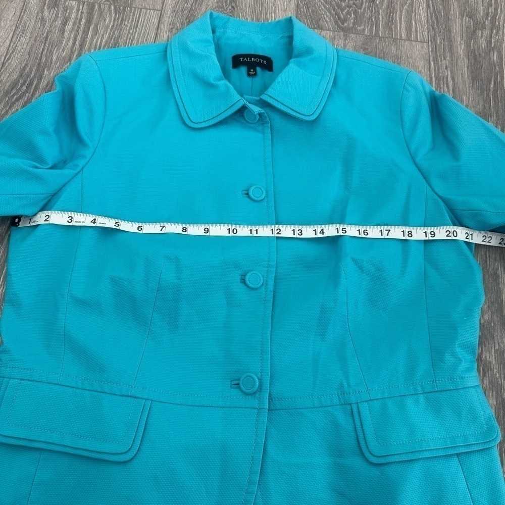 Talbots Turquoise Button Front Blazer Classic Collar Jacket Women’s Size 16 - Picture 7 of 11